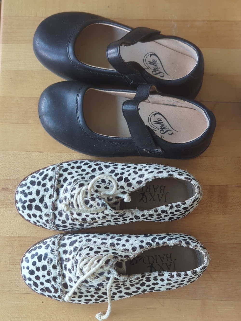 Two Pair Bundle Size 11 Leapord Print And Black Leather Kids